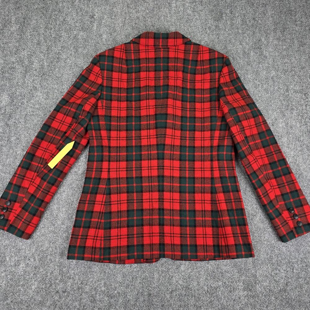 Vintage Pendleton Blazer Womens Medium Red Plaid Tartan Virgin Wool Made USA - Picture 14 of 16